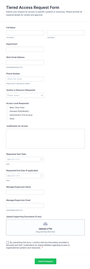 Tiered Access Request Form Template