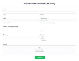 Tierform Emotionale Unterstützung Form Template