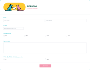 Tierheim Spendenformular Form Template