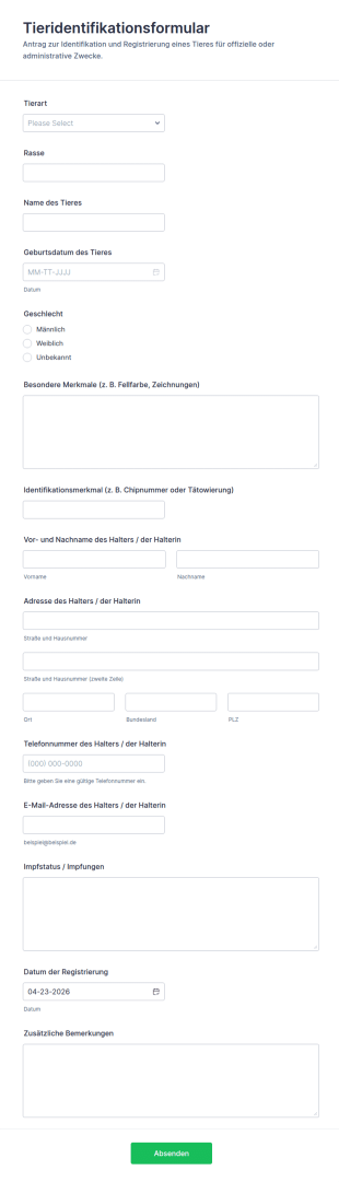 Tieridentifikation Antragsformular 🐾