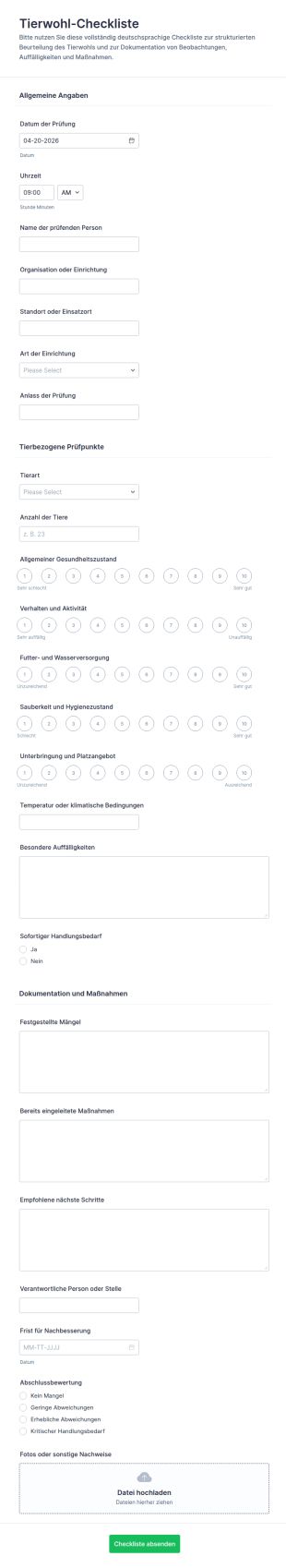 Tierschutz Checkliste