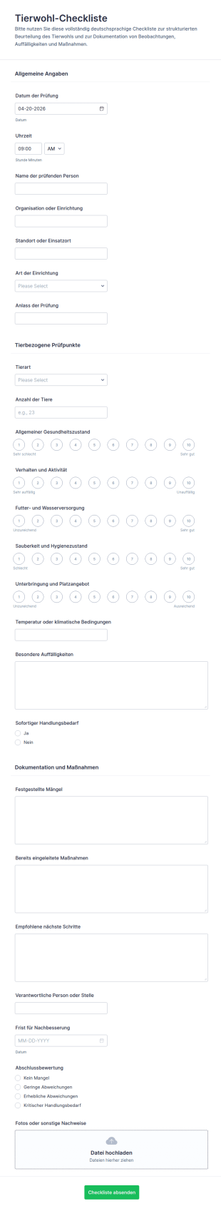 Tierschutz Checkliste