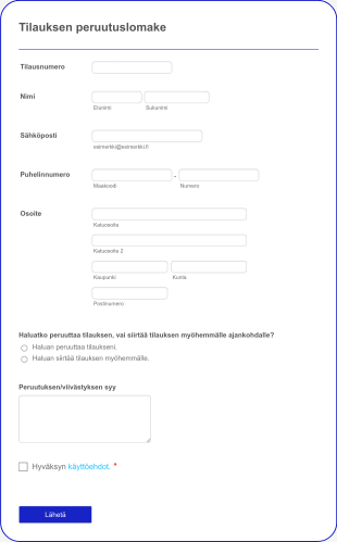 Tilauksen Peruutuslomake Form Template