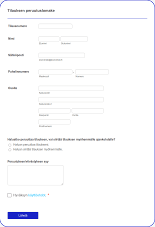 Tilauksen Peruutuslomake