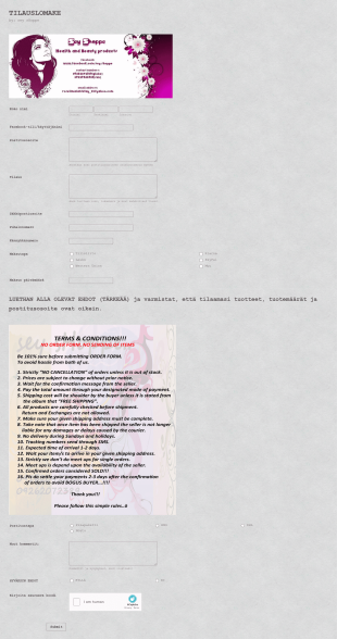 Tilauslomake Ilman Maksuintegraatiota Form Template