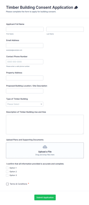 Timber Building Consent Application 🪵 Form Template