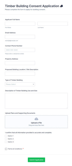 Timber Building Consent Application 🪵 Form Template