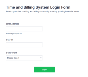 Time And Billing System Login Form Template