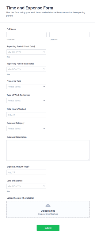 Time And Expense Form Template