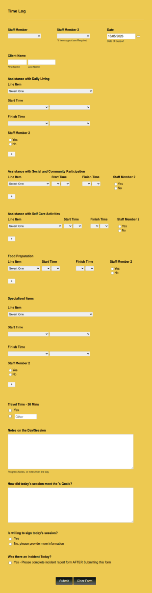 Time Log Form Template