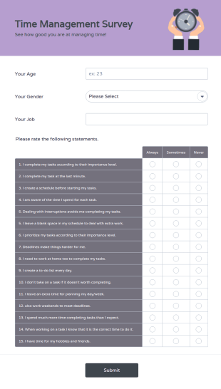 Time Management Survey Form Template