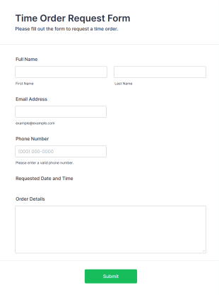 Time Order Request Form Template