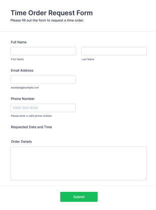 Time Order Request Form Template