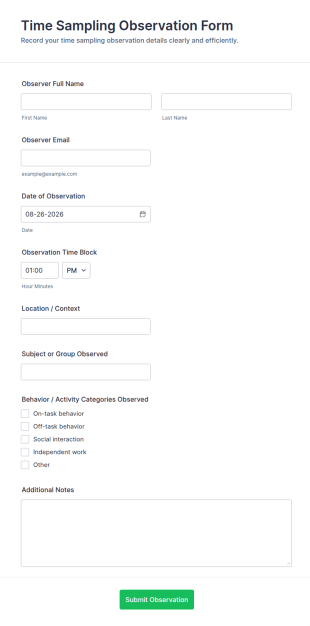 Time Sampling Observation Form Template
