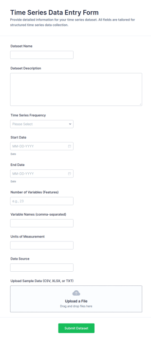 Time Series Data Entry Form Template