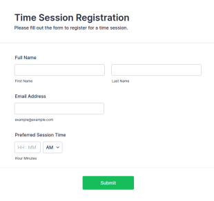 Time Session Registration Form Template