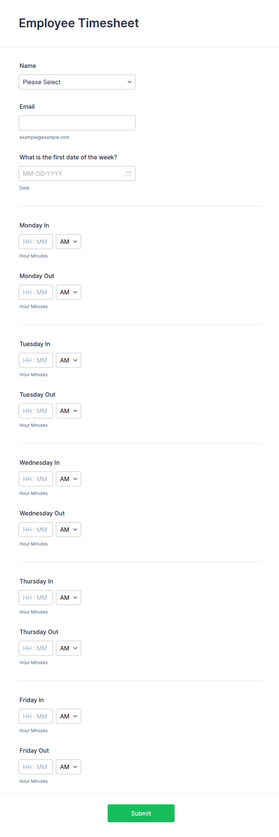Form Timetitle Simple Time Sheet Form Template | Jotform