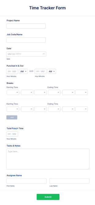 Time Tracker Form Template