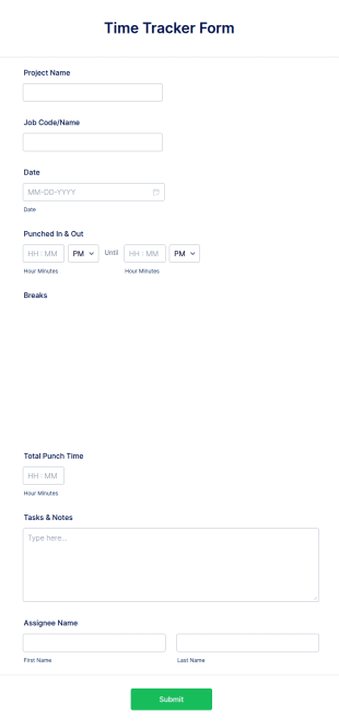 Time Tracker Form Template
