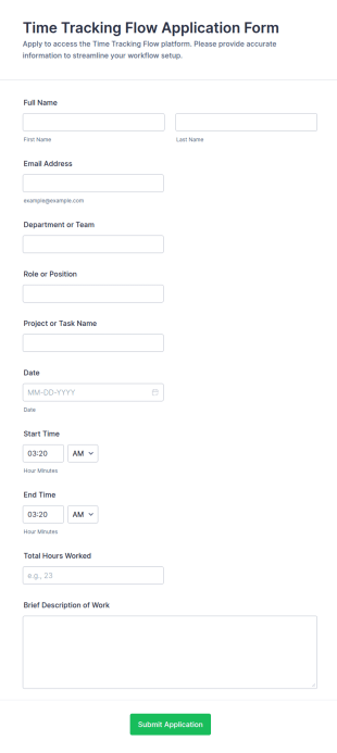 Time Tracking Flow Application Form Template