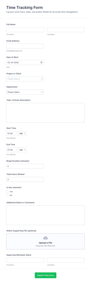 Time Tracking Form Template