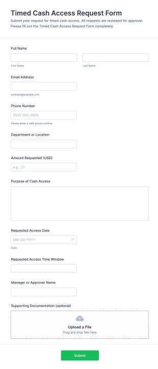 Timed Cash Access Request Form Template