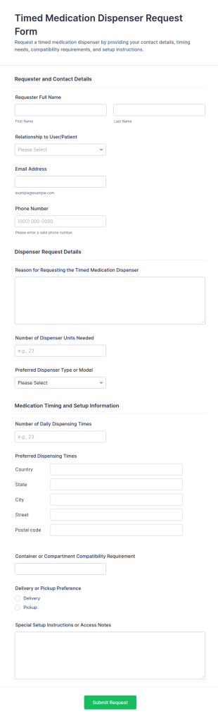 Timed Medication Dispenser Request Form Template