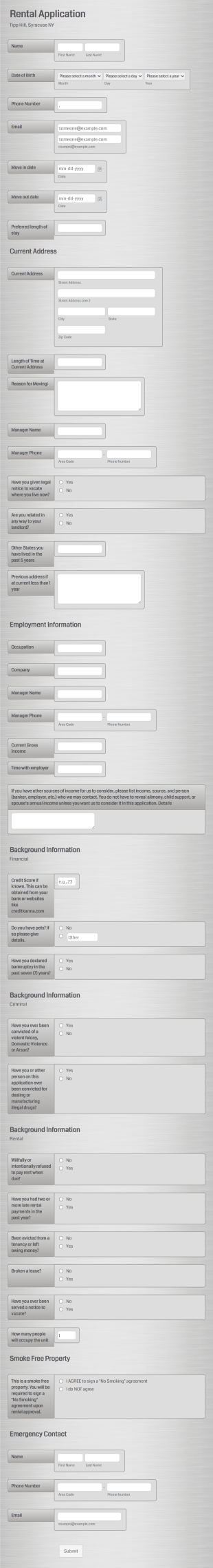 Tipp Hill Rental Application Form Template