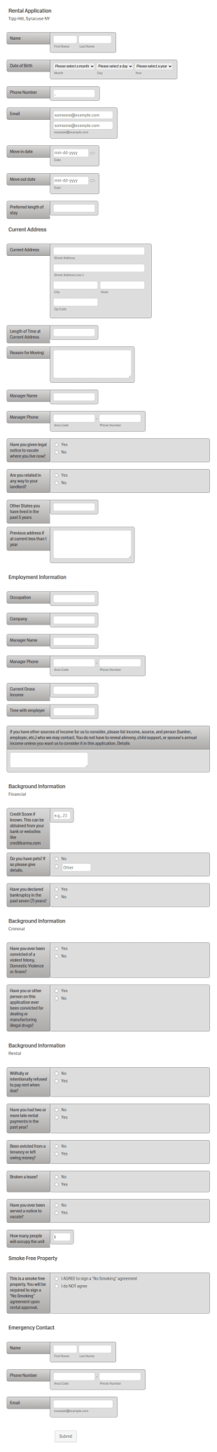 Tipp Hill Rental Application Form Template