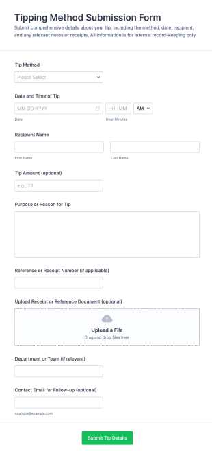 Tipping Method Submission Form Template