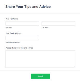 Tips And Advice Sharing Form Template