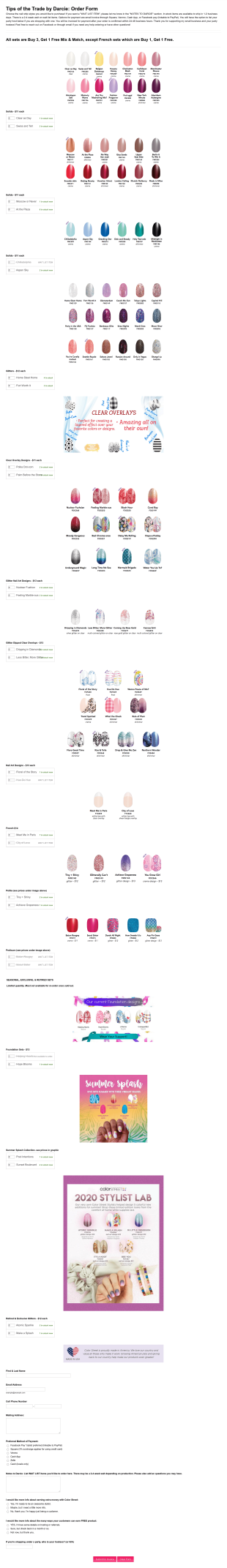 Tips Of The Trade By Darcie: Order Form Template