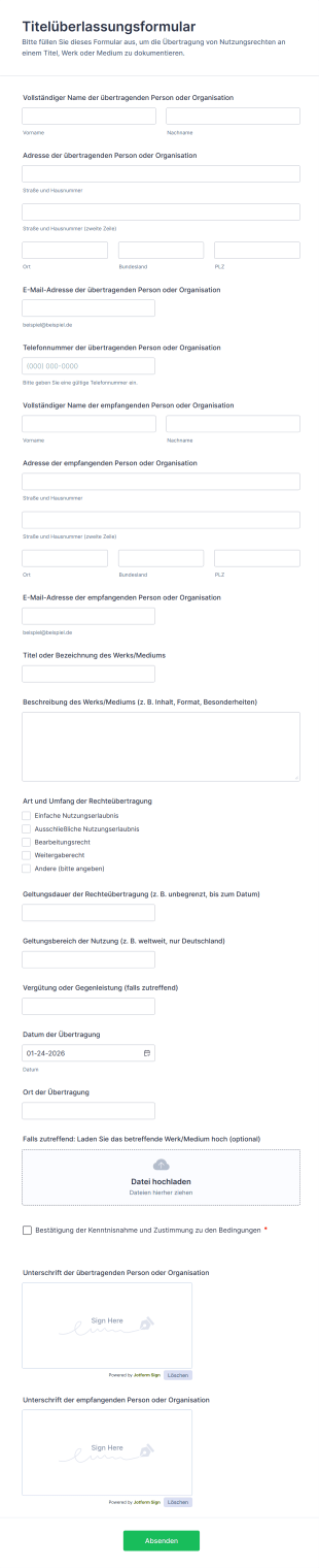 Titelüberlassungsformular