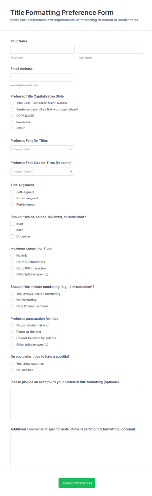 Title Formatting Preference Form Template