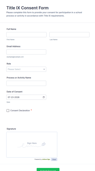 Title IX Consent Form Template