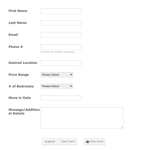 Rental Living Spaces Form Template