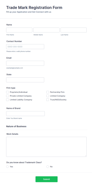 TM Registration Form Template