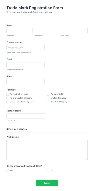 TM Registration Form Template