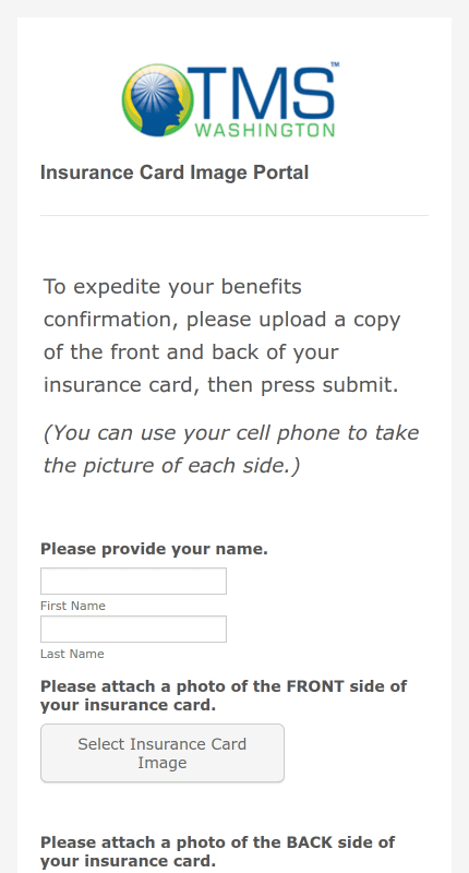 Insurance Card Image Upload Form