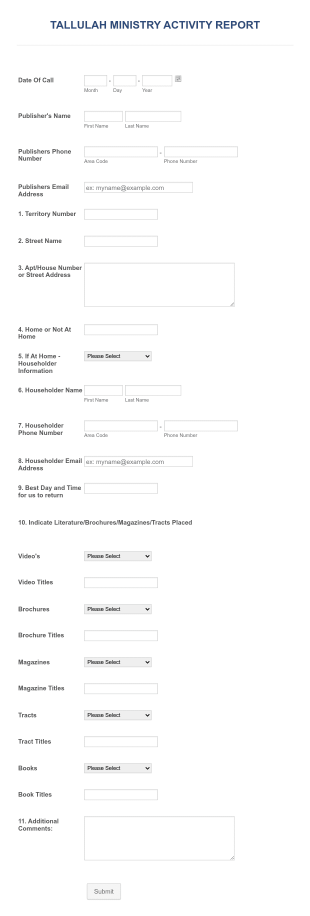 Tmw Territory Report Form Template