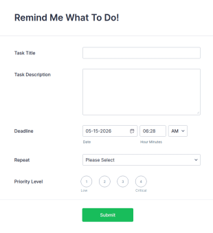 To Do Reminder Form Template