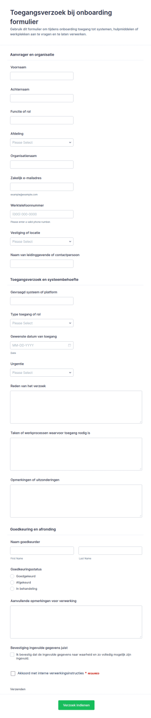 Toegangsaanvraag Bij Onboarding Form