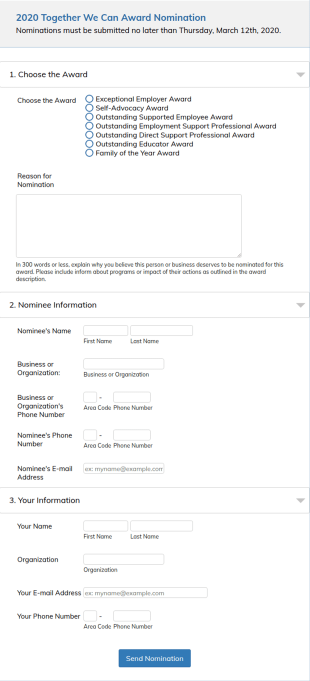 Together We Can Award Nomination Form Template