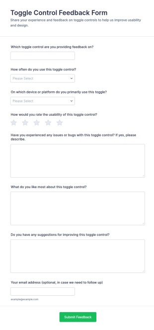 Toggle Control Feedback Form Template