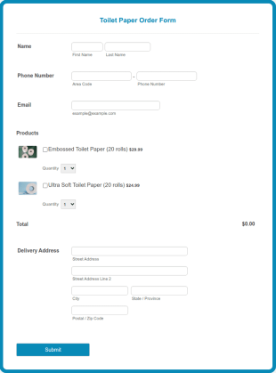 Toilet Paper Order Form Template