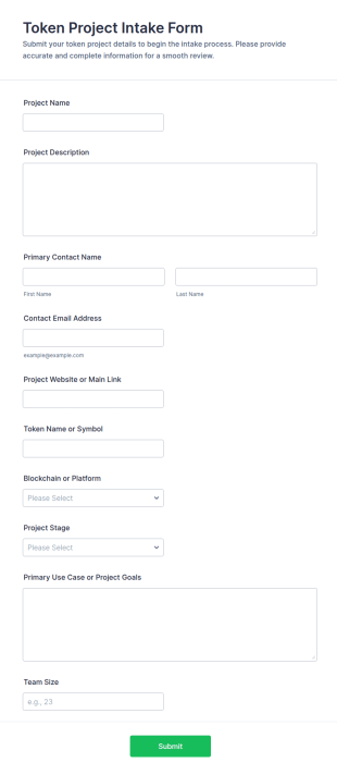 Token Project Intake Form Template