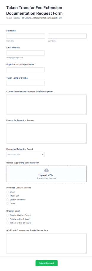 Token Transfer Fee Extension Documentation Request Form Template