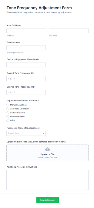 Tone Frequency Adjustment Form Template