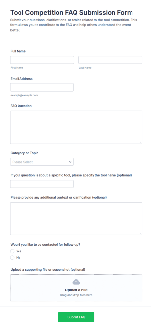 Tool Competition FAQ Submission Form Template