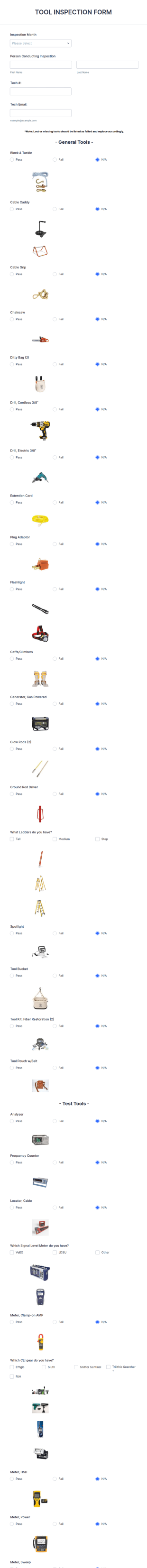 Tool Inspection Form Template